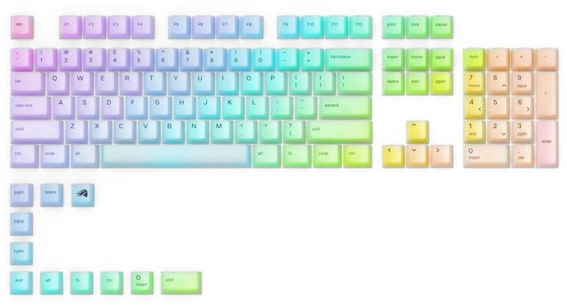 Klaviatūra Glorious Polychroma RGB Keycaps – 115 Keycaps, ANSI, US išdėstymas, pusiau skaidrūs