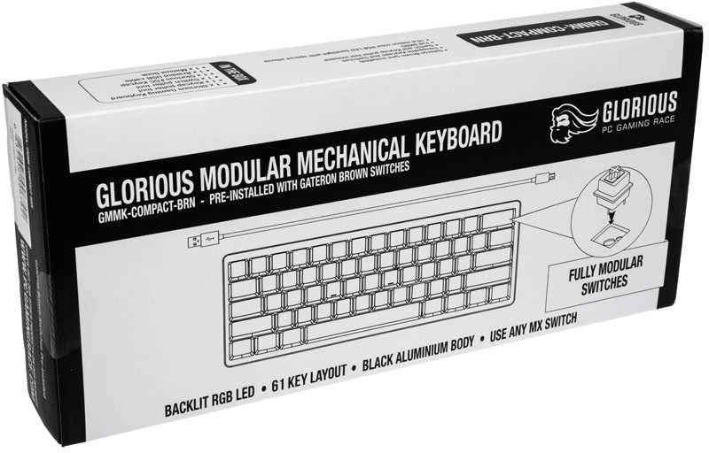Glorious Klaviatūra Compact GMMK-COMPACT-BRN, ANSI US išdėstymas, Gateron Brown Switch