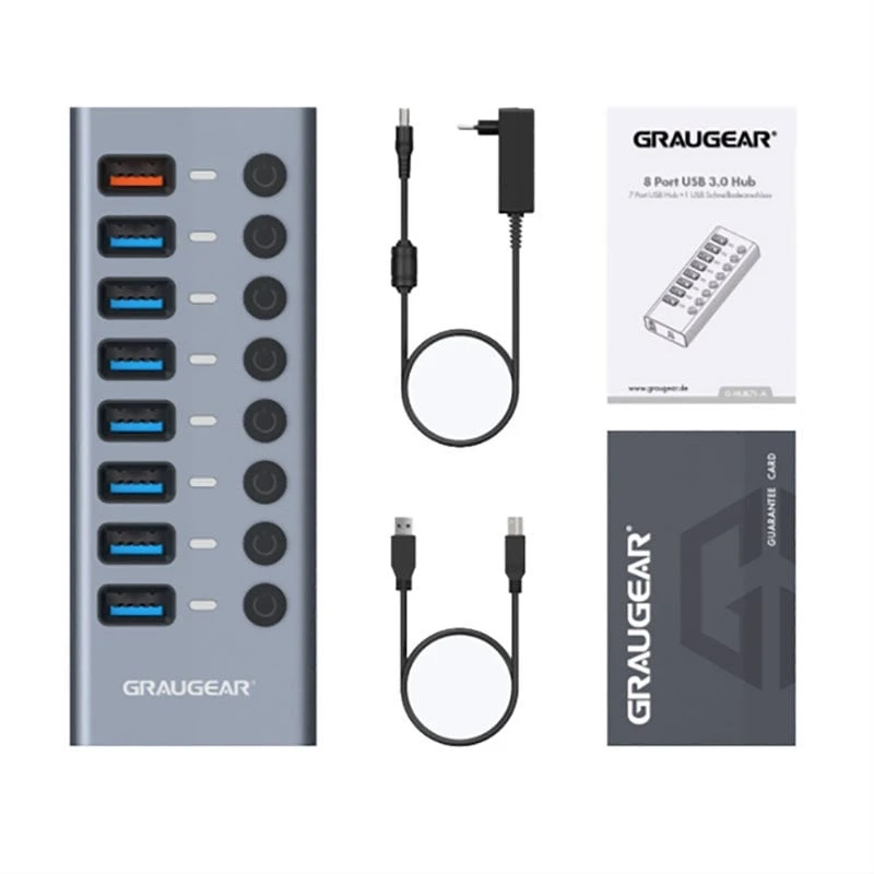 GAU GRAUGEAR G-HUB71-A sąsajos šakotuvas USB 3.2 Gen 1 (3.1 Gen 1) Type-A 5000 Mbit/ai