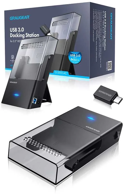 „Graugear“ kišeninis prijungimo dėklas 3,5 colio / 2,5 colio HDD / SSD diskams, USB 3.2 Gen1