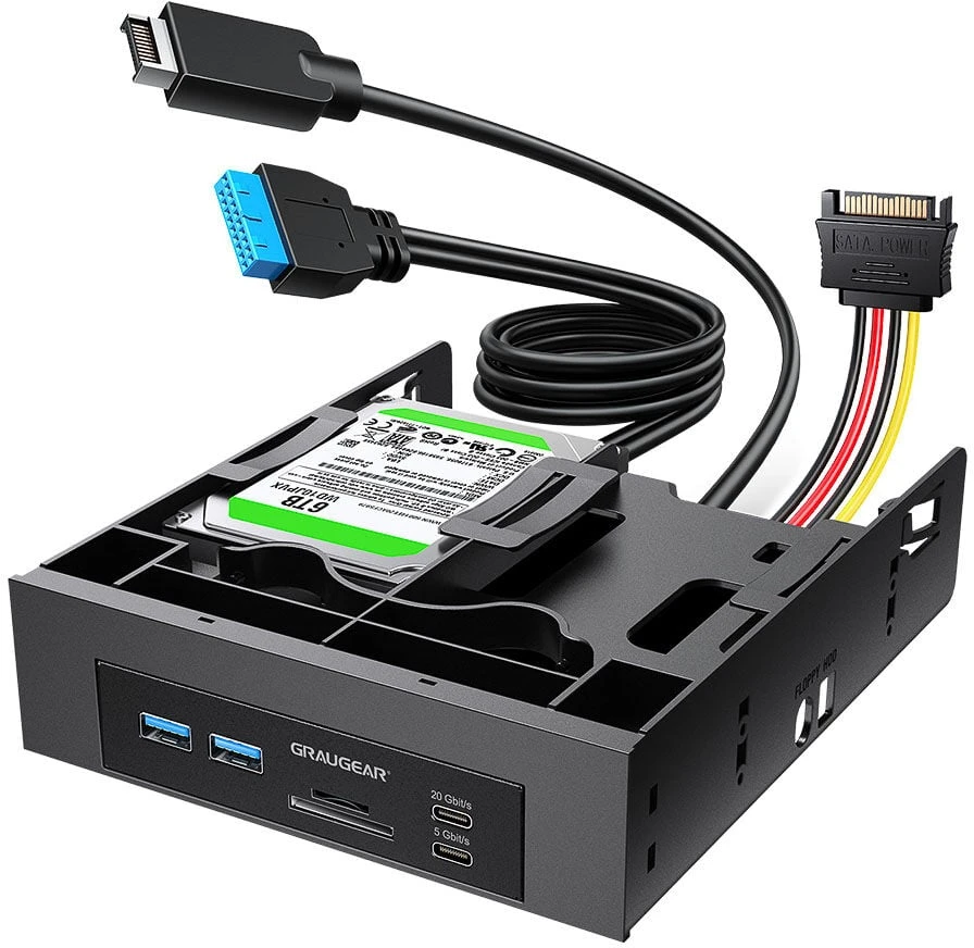 Graugear GRAUGEAR USB-HUB Skaitytuvas kart panel przedni su ramką na SSD 2,5''