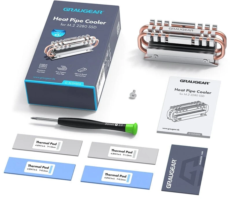 Graugear Pilkas Heatpipe Heatsink for M.2 2280 SSD
