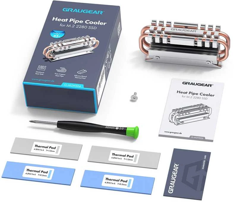 Graugear Pilkas Heatpipe Heatsink for M.2 2280 SSD