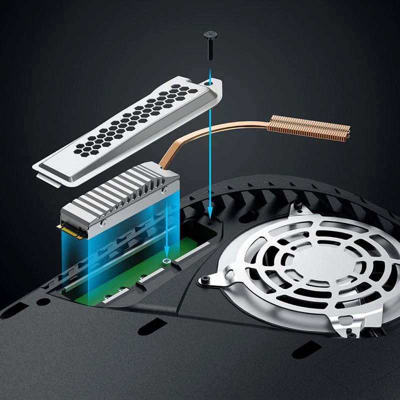 Graugear SSD aušintuvo montavimo schema PS5 konsolei