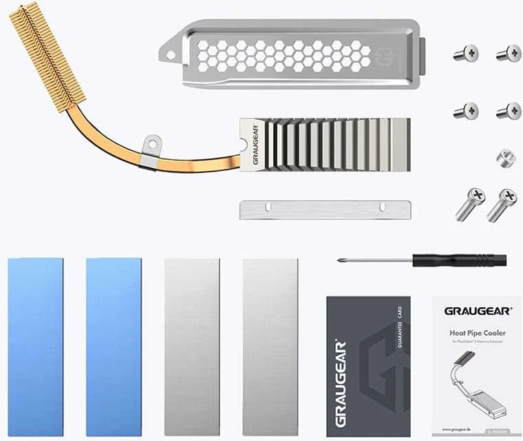„Graugear M.2 NVMe SSD“ šilumos vamzdžių aušintuvas su dangteliu, skirtas „PlayStation 5“