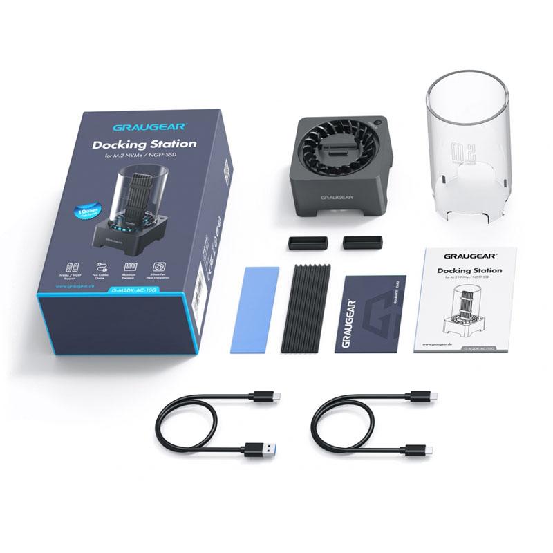 GAU GRAUGEAR G-M2DK-AC-10G saugojimo diskų prijungimo stotis USB 3.2 Gen 2 (3.1 Gen 2) Type-C Juoda