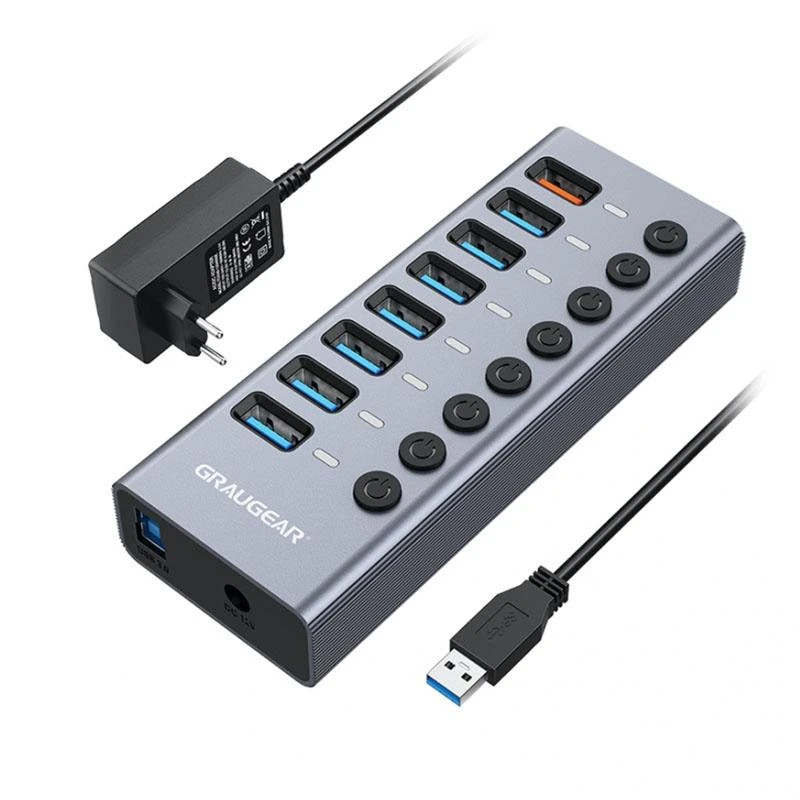 GAU GRAUGEAR G-HUB71-A sąsajos šakotuvas USB 3.2 Gen 1 (3.1 Gen 1) Type-A 5000 Mbit/ai