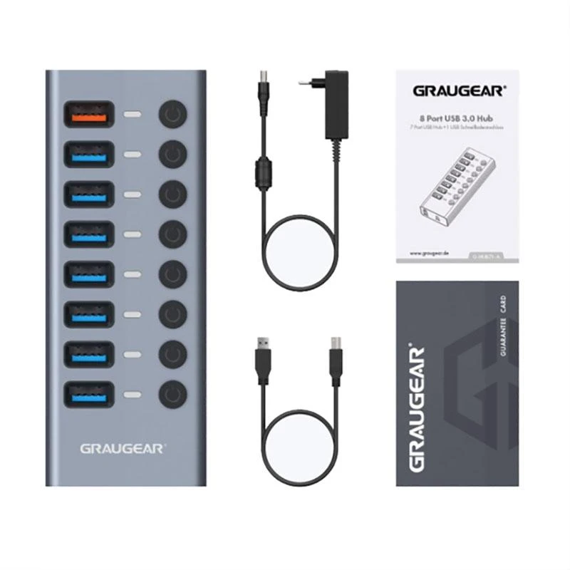 GAU GRAUGEAR G-HUB71-A sąsajos šakotuvas USB 3.2 Gen 1 (3.1 Gen 1) Type-A 5000 Mbit/ai