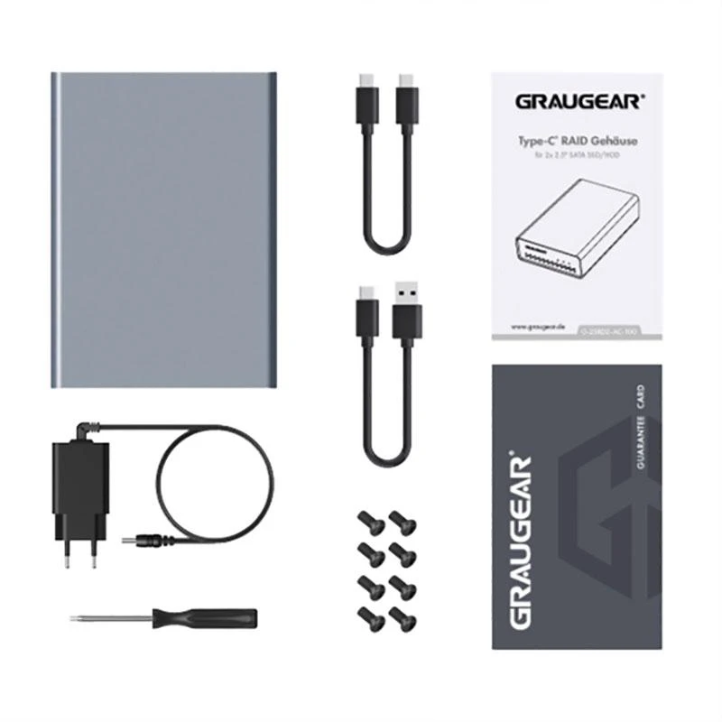 GAU GRAUGEAR G-25RD2-AC-10G saugojimo diskų korpusas HDD / SSD aptvaras Sidabras 2.5″