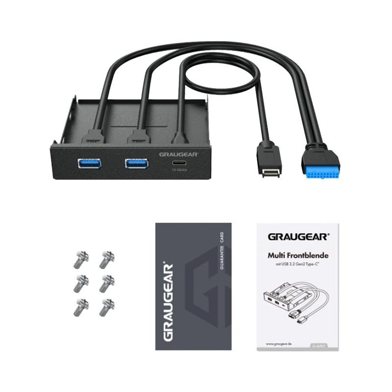 Graugear „Graugaer Pilkas Gear“ daugiafunkcis priekinis skydelis su USB šakotuvu