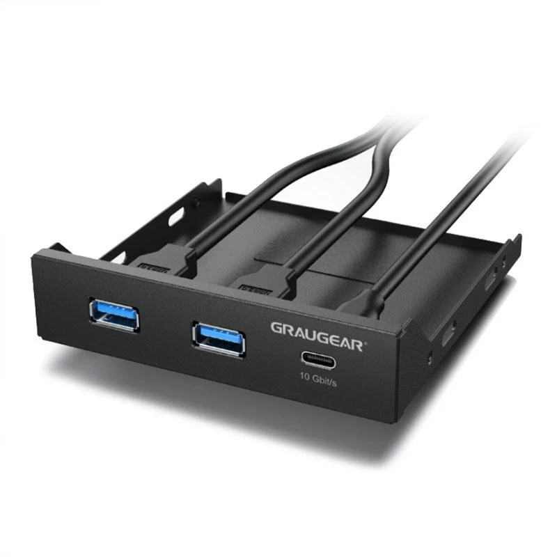 Graugear „Graugaer Pilkas Gear“ daugiafunkcis priekinis skydelis su USB šakotuvu