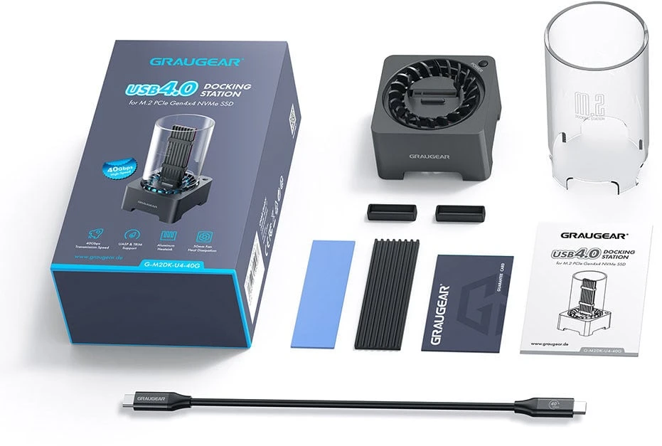 GAU GRAUGEAR G-M2DK-U4-40G saugojimo diskų prijungimo stotis USB 3.2 Gen 2 (3.1 Gen 2) Type-C Pilka