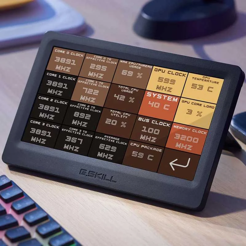 G.Skill Widget 7 colių monitorius su sistemos duomenų rodmenimis