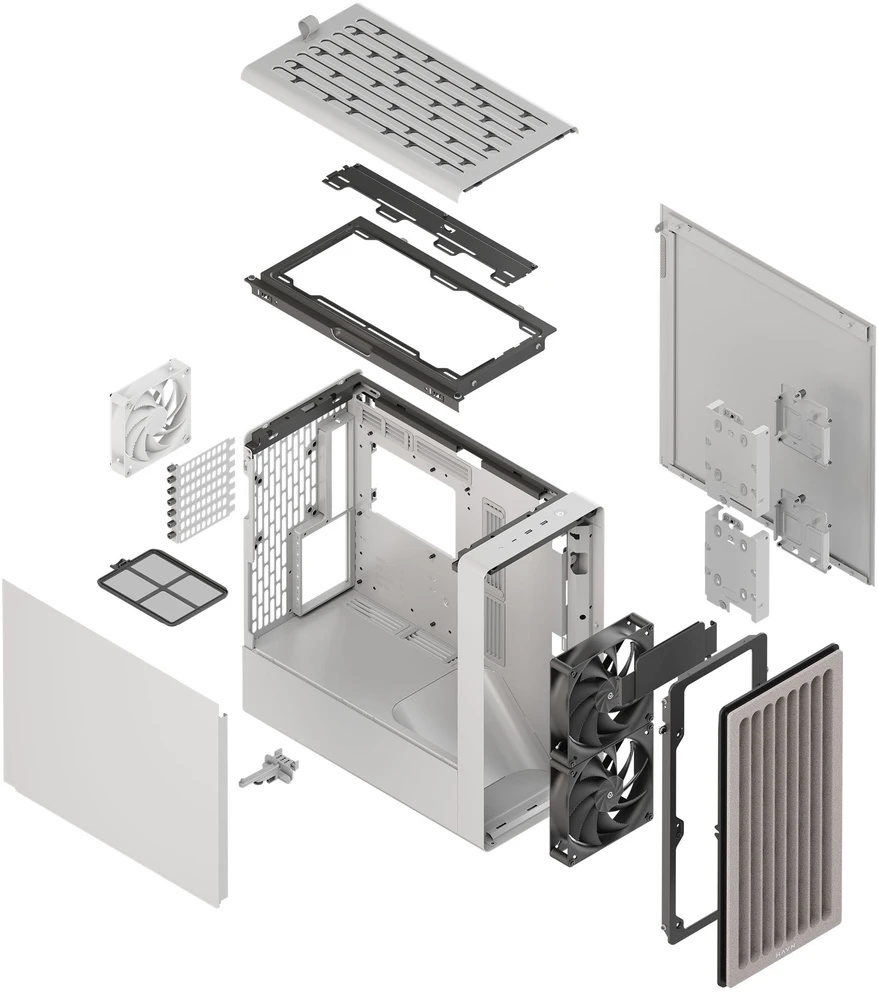 HAVN BF 360 Flow Solid PC korpusas, Midi-Tower, E-ATX – balta