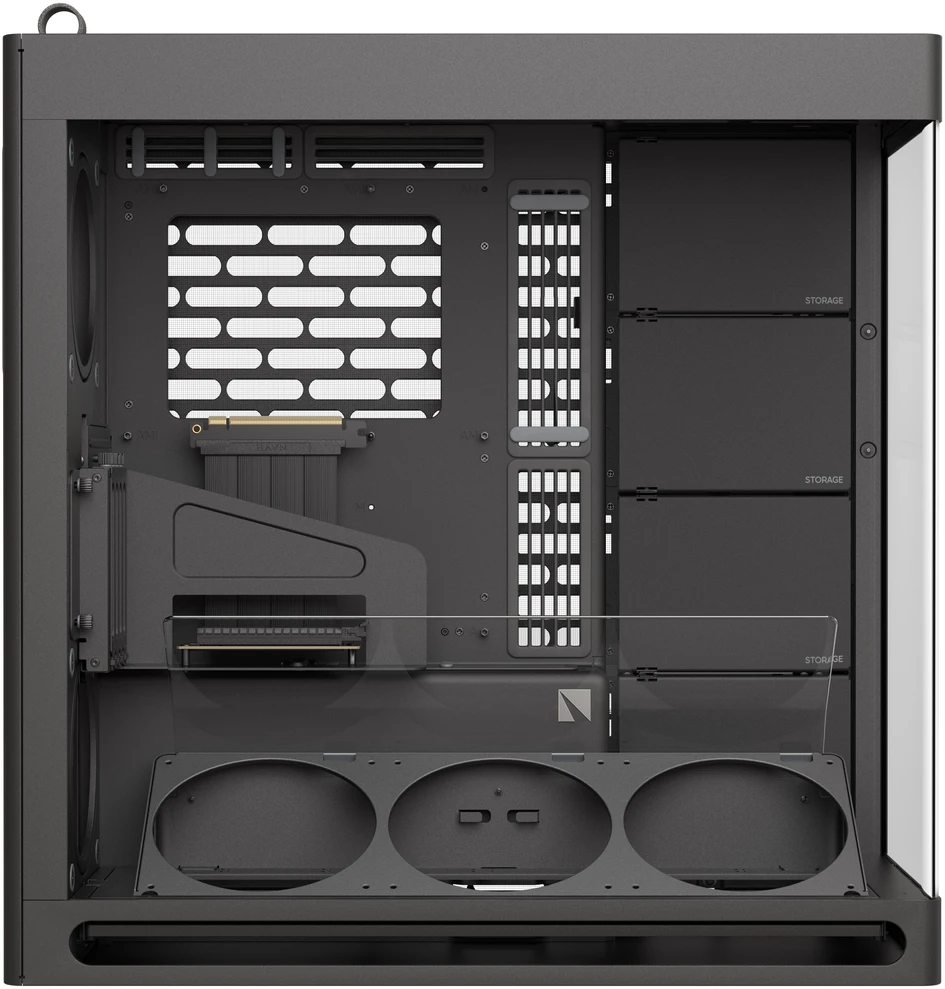 HAVN HS 420 VGPU PC-kompiuterio korpusas, Midi-Tower, E-ATX, Tempered Glass, PCIe 5.0 Riser Kabelis – juodos spalvos