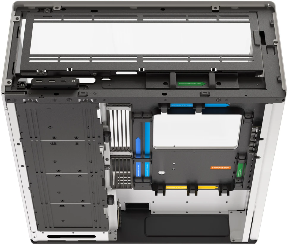 HAVN HS 420 VGPU PC-kompiuterio korpusas, Midi-Tower, E-ATX, Tempered Glass, PCIe 5.0 Riser Kabelis – baltos spalvos
