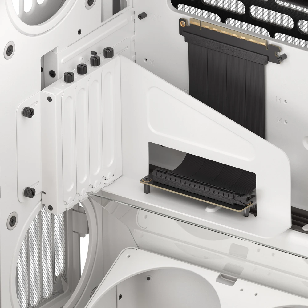 HAVN HS 420 VGPU PC-kompiuterio korpusas, Midi-Tower, E-ATX, Tempered Glass, PCIe 5.0 Riser Kabelis – baltos spalvos