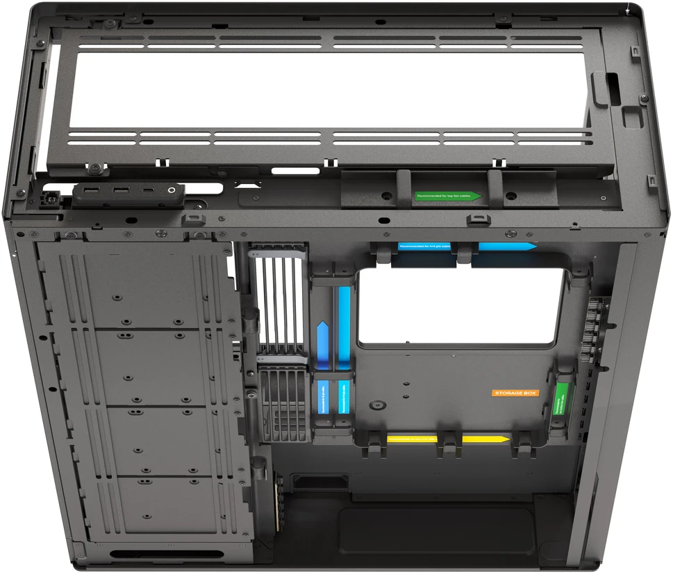 HAVN HS 420 VGPU PC-kompiuterio korpusas, Midi-Tower, E-ATX, Tempered Glass, PCIe 5.0 Riser Kabelis – juodos spalvos