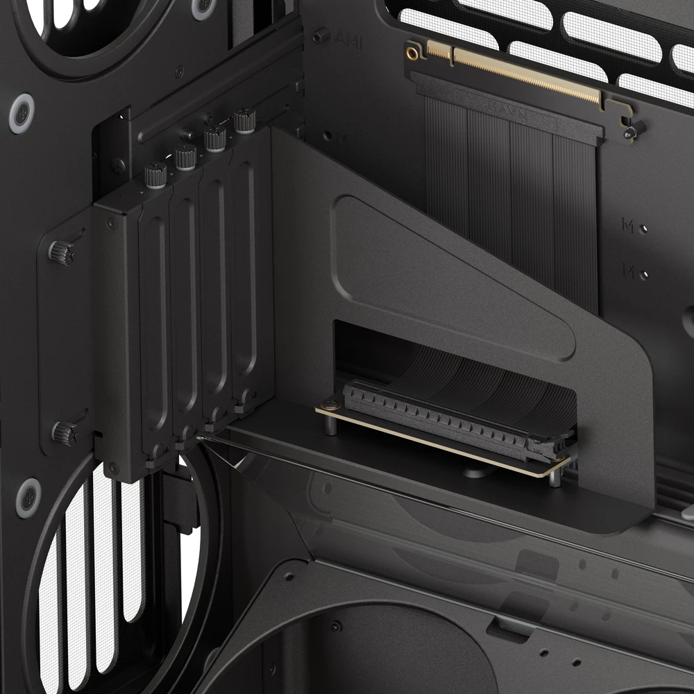 HAVN HS 420 VGPU PC-kompiuterio korpusas, Midi-Tower, E-ATX, Tempered Glass, PCIe 5.0 Riser Kabelis – juodos spalvos