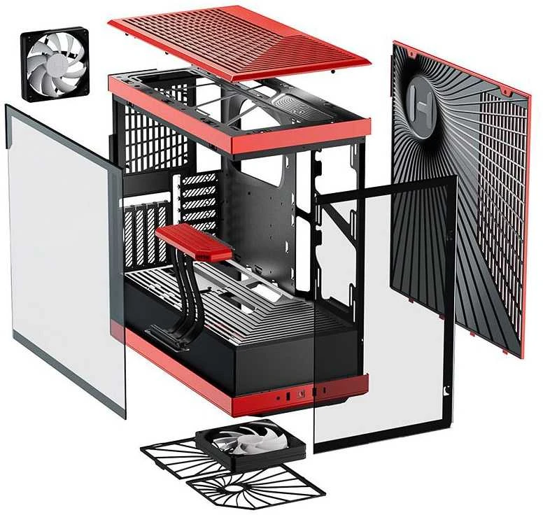 Hyte Y40 Midi Tower, Tempered Glass – juodos spalvos /raudonos spalvos