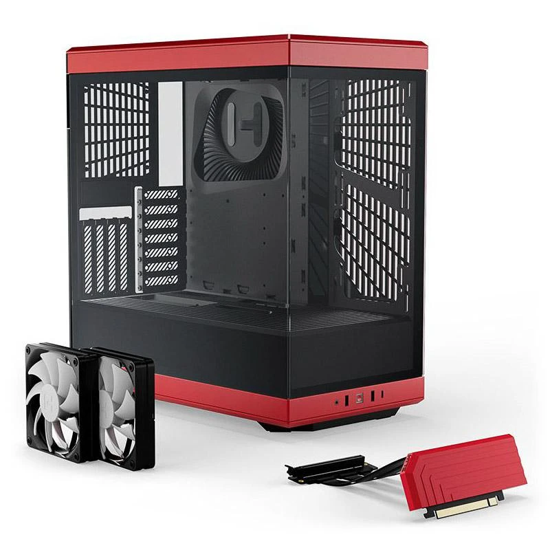Hyte Y40 Midi Tower, Tempered Glass – juodos spalvos /raudonos spalvos