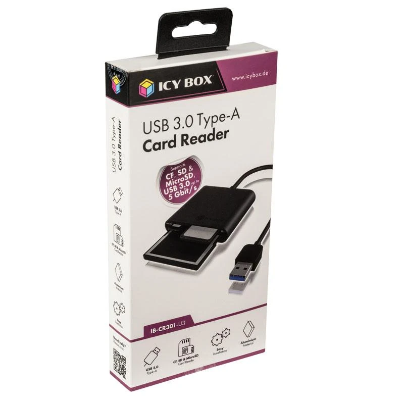 ICYBOX IB-CR301-U3 Icy Box Išorinis kortelių skaitytuvas USB 3.0, CF, SD, Micro SD
