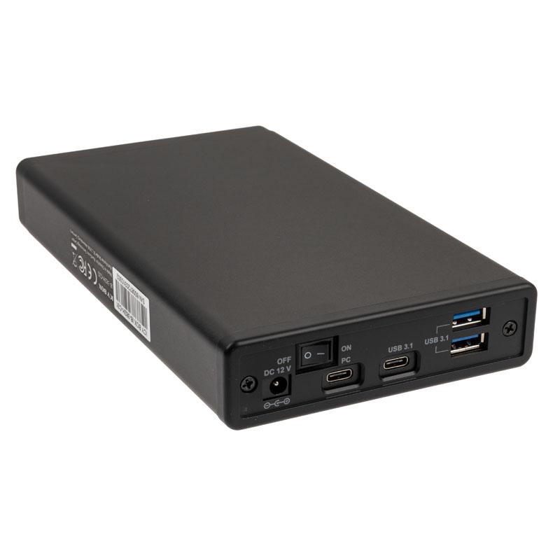 Icy Box RaidSonic ICYBOX IB-382H-C31 išorinis korpusas, skirtas 3,5 colio arba 2,5 colio HDD / SSD su USB 3.2 Gen 2 Type-C sąsaja ir USB šakotuvu