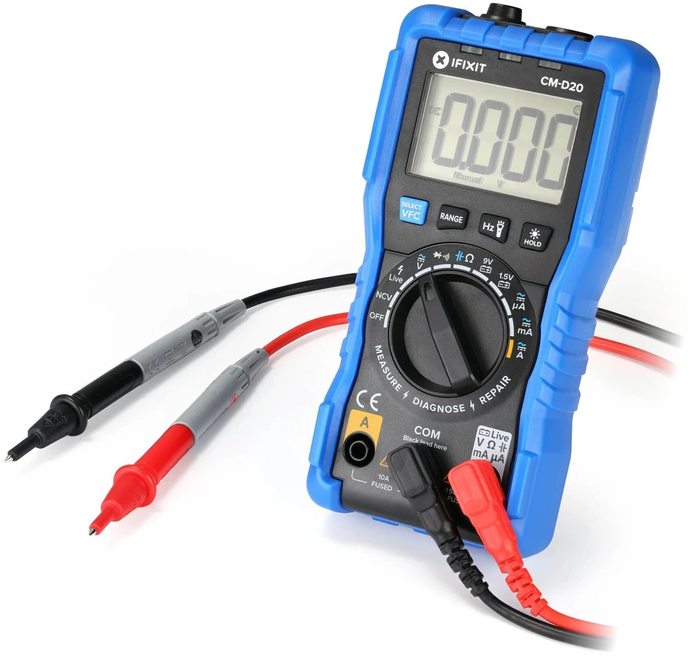 iFixit Digitales Multimeter, mit zwei Testspitzen – juodos spalvos/blau