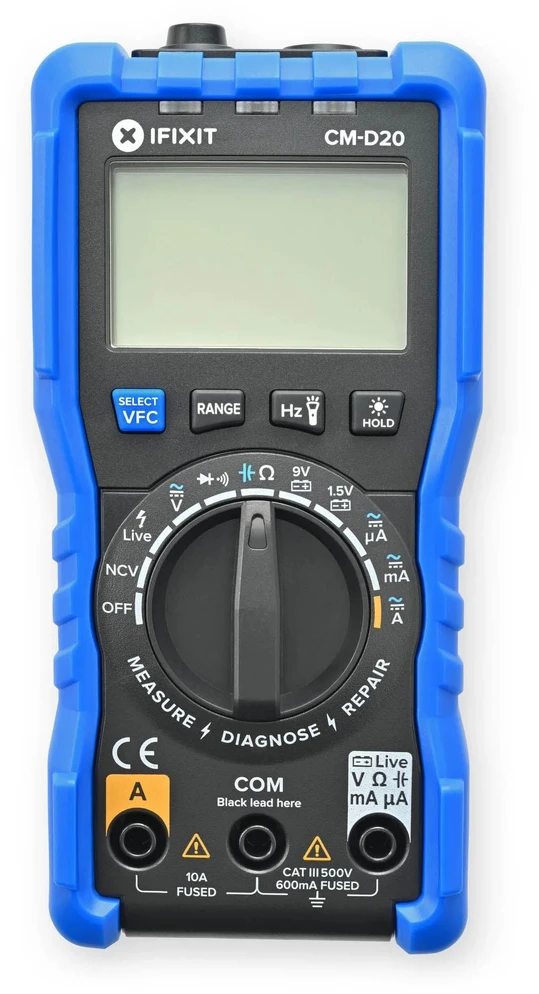 iFixit Digitales Multimeter, mit zwei Testspitzen – juodos spalvos/blau
