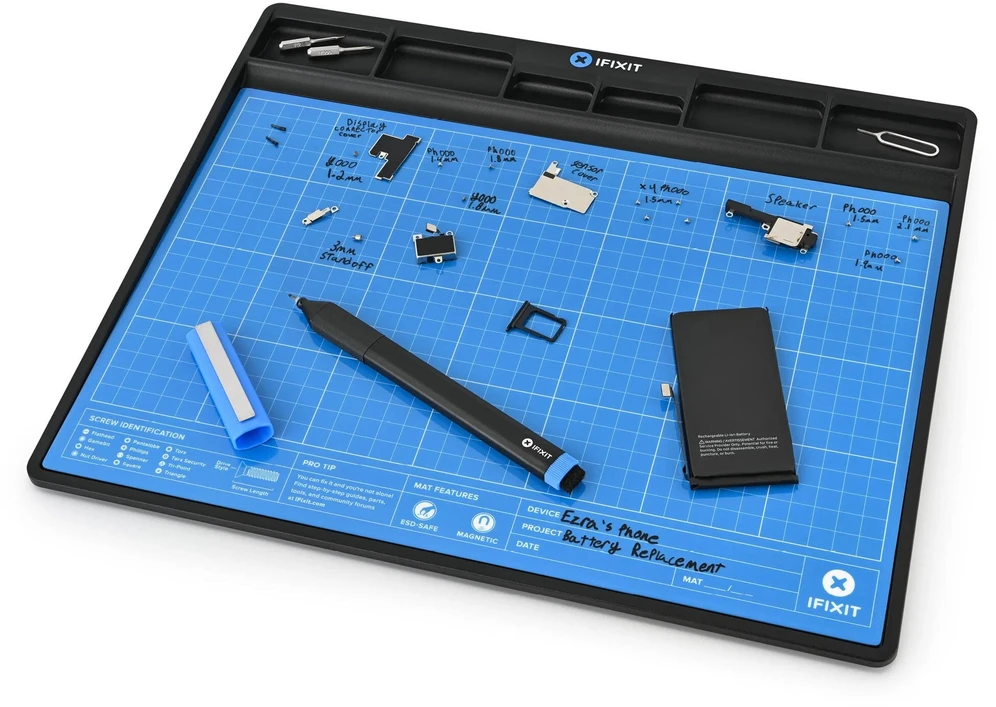 iFixit Pro Tech Toolkit + iFixit FixMat Magnetic Project Mat, ESD-Protected - Mėlyna
