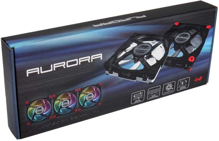 In Win InWin Aurora RGB-LED korpuso ventiliatorius, 120mm, 3er Set – juodos spalvos/baltos spalvos