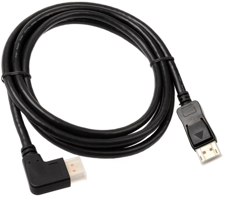 „InLine 8K“ (UHD-2) „DisplayPort“ kabelis, stačiu kampu, juodas - 2 m