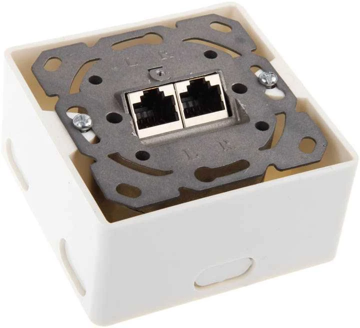 InLine Cat. 6 paviršiuje montuojama pajungimo dėžutė 2x RJ45 lizdas, horizontalus - baltas