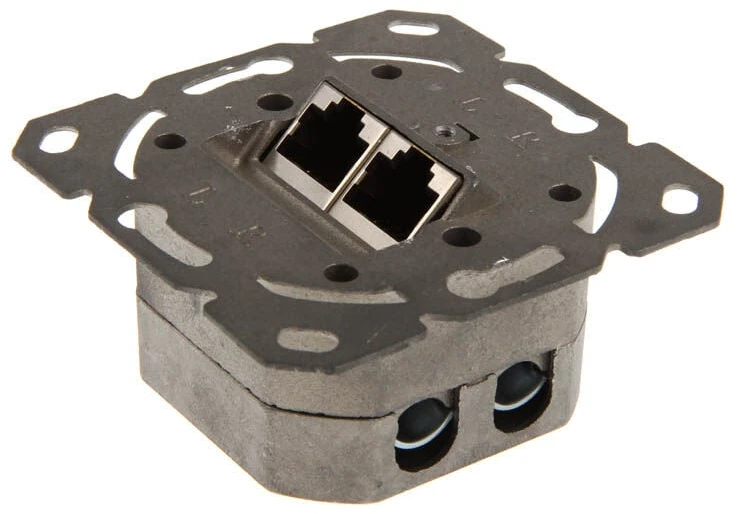InLine Lizdas natynkowe jungiama į tinklą 2x RJ45 Cat.6 - balta poziome (75602J)