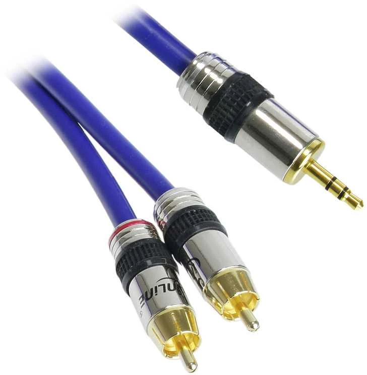 Inline Įmontuotas Cinch/Jack kabelis, 2x Cinch į 3,5 mm lizdą – 2 m