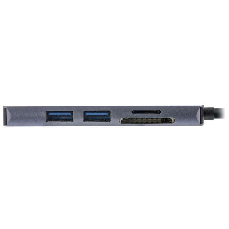 InLine daugiafunkcis šakotuvas USB 3.2, 2x USB-A, HDMI, kortelių skaitytuvas