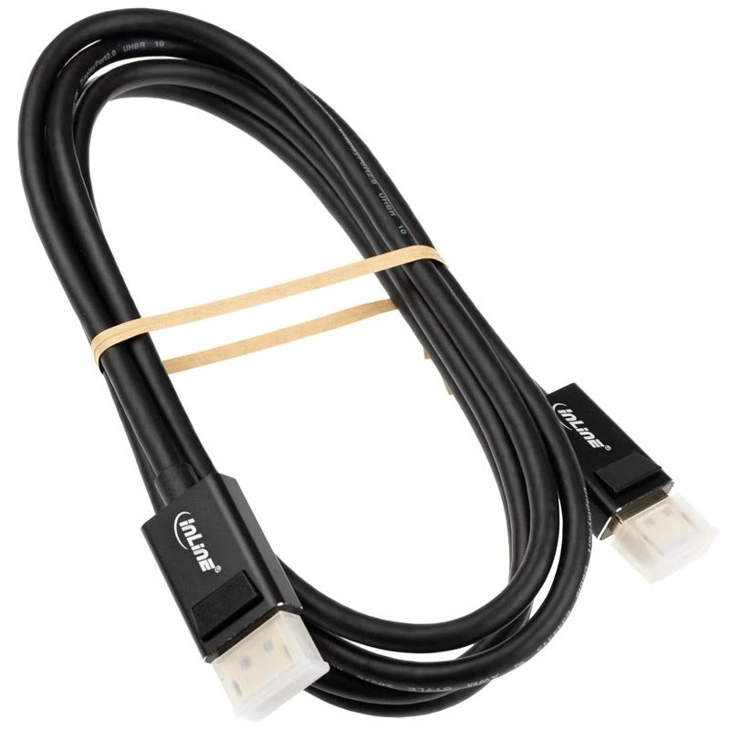 Juodas DisplayPort 2.0 2m laidas su jungčių apsaugomis