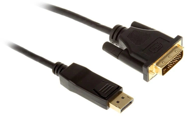 InLine 17111 DisplayPort į DVI keitiklio kabelis DisplayPort kištukas į DVI-D Dual Link paauksuotas juodas 1m
