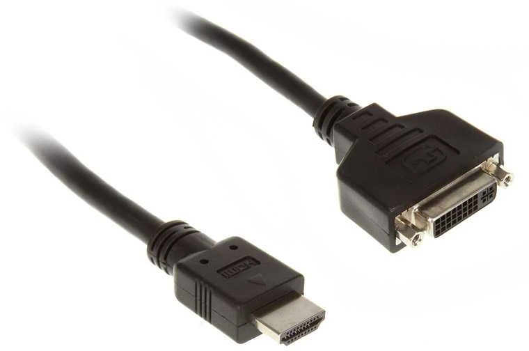 InLine HDMI į DVI lizdo adapterio kabelis didelės spartos, juodas - 0,2 m
