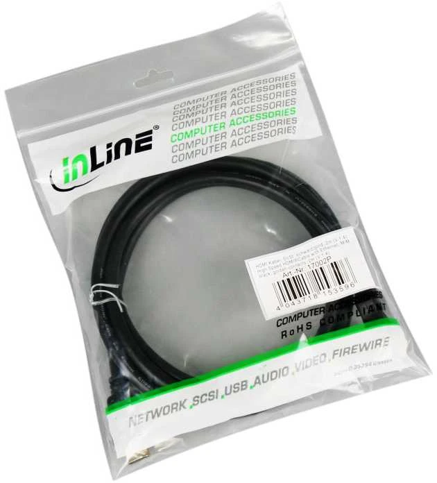 Inline Didelės spartos HDMI kabelis su Ethernet jungtimi, juodas - 2 m