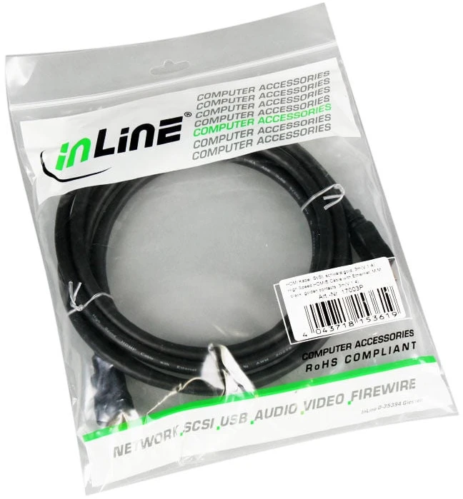 InLine HDMI laidas High Speed su Ethernet, juodas – 3 m