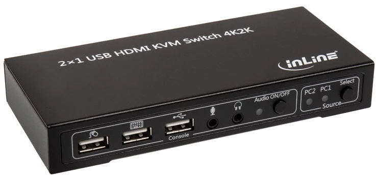 Przełącznik InLine KVM Switch, 2-Fach HDMI 4K2K mit Audio