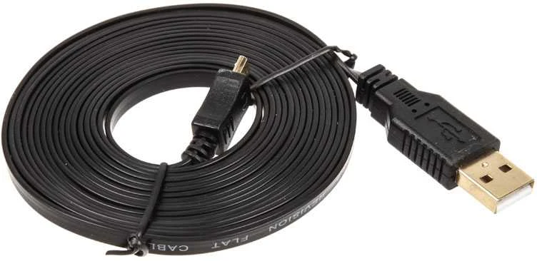 InLine Micro-USB 2.0 plokščias kabelis, USB-A iki Micro-B, juodas - 3m