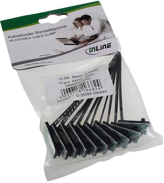 InLine Cable Clamp Set 10 Pieces 94mm - juodos spalvos