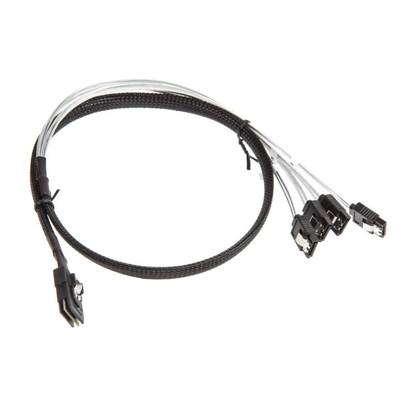 InLine SAS kabelis (OCR), 1x Mini-SAS iki 4x SATA, skaidrus - 0,5 m