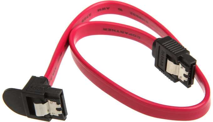 „InLine SATA III“ (6 Gb/s) kabelis kampuotas, raudonas, 0,3 m