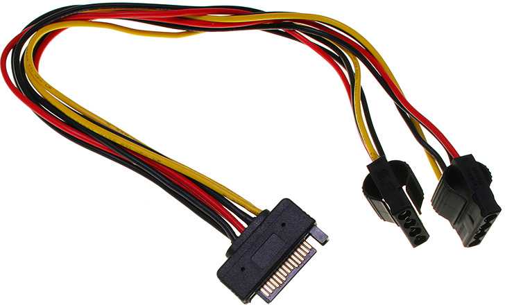 Inline Įmontuotas SATA „Strom-Y“ kabelis į 2 x 4 polių „Molex“ – 30 cm