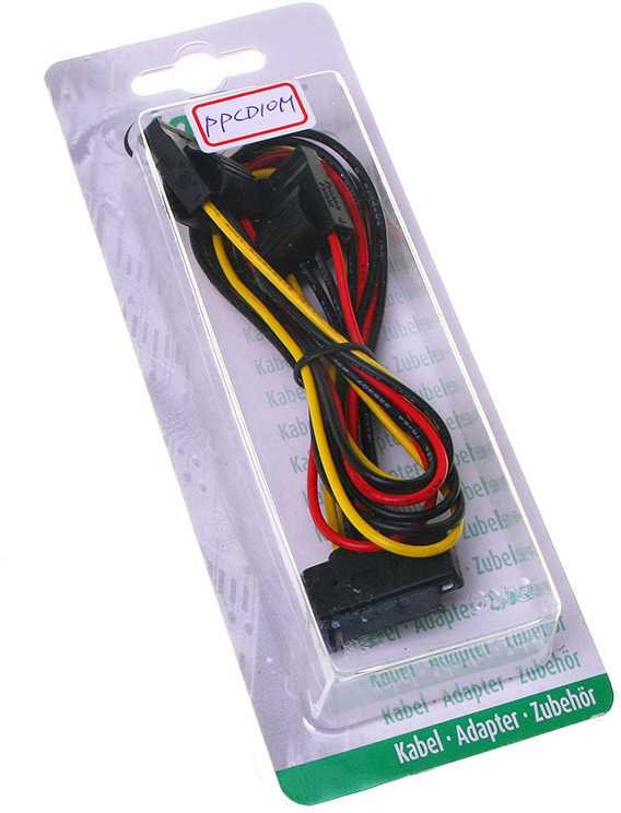 Inline Įmontuotas SATA „Strom-Y“ kabelis į 2 x 4 polių „Molex“ – 30 cm