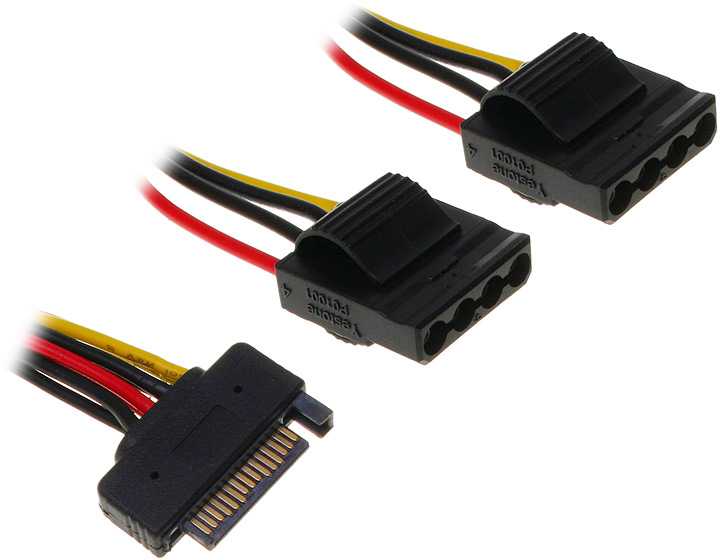 Inline Įmontuotas SATA „Strom-Y“ kabelis į 2 x 4 polių „Molex“ – 30 cm