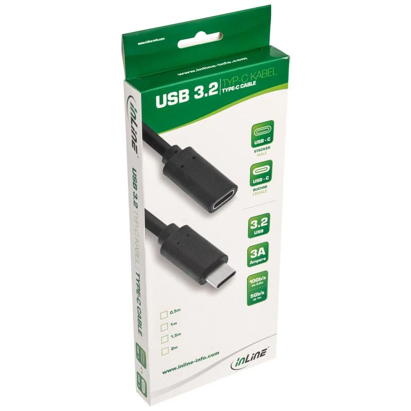 InLine USB 3.2 Gen 2 ilgintuvas, USB Type C, juodas - 1m